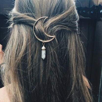 Crescent & Crystal Hair Clip