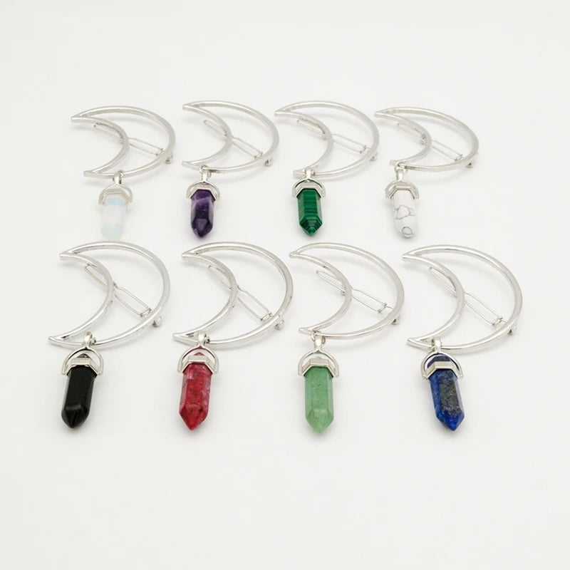 Crescent & Crystal Hair Clip