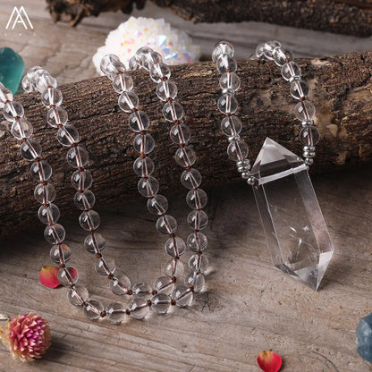 Clear Quartz Double Point Mala Necklace