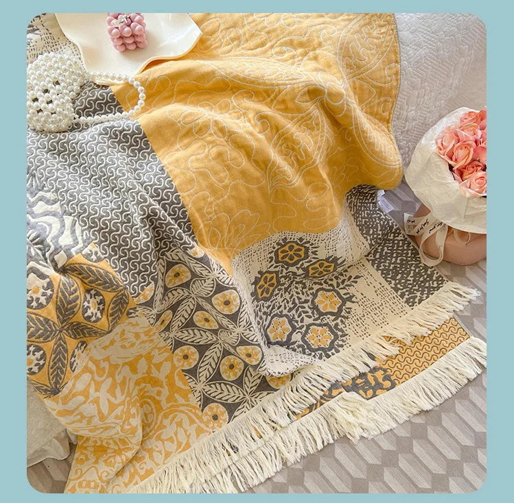 Patchwork 100% Cotton Reversible Blanket