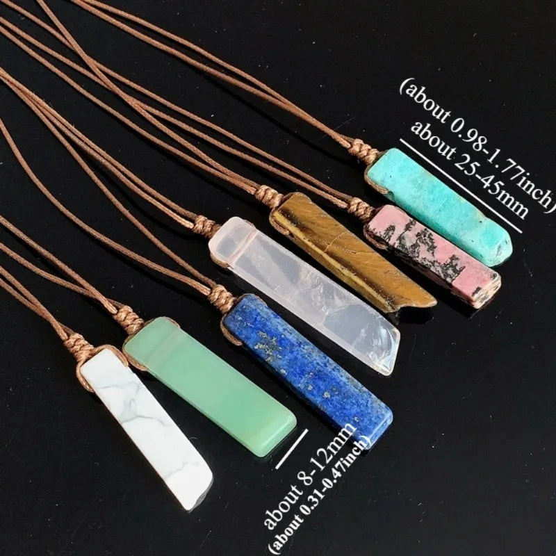Crystal & Stone Rectangle Pendant Necklaces