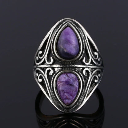 Charoite Stone Silver Ring