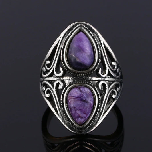 Charoite Stone Silver Ring