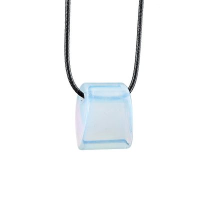 Crystal & Stone Trapezoid Pendant Necklace