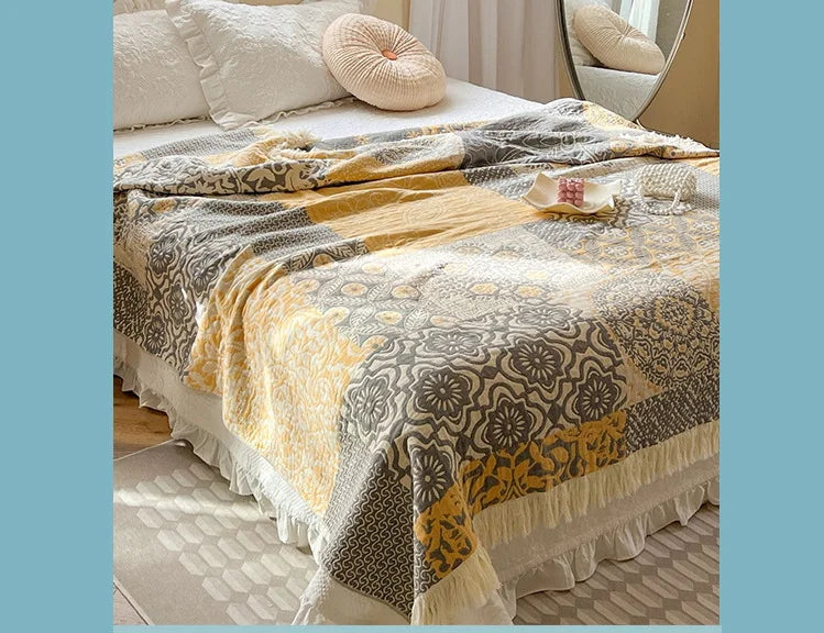 Patchwork 100% Cotton Reversible Blanket