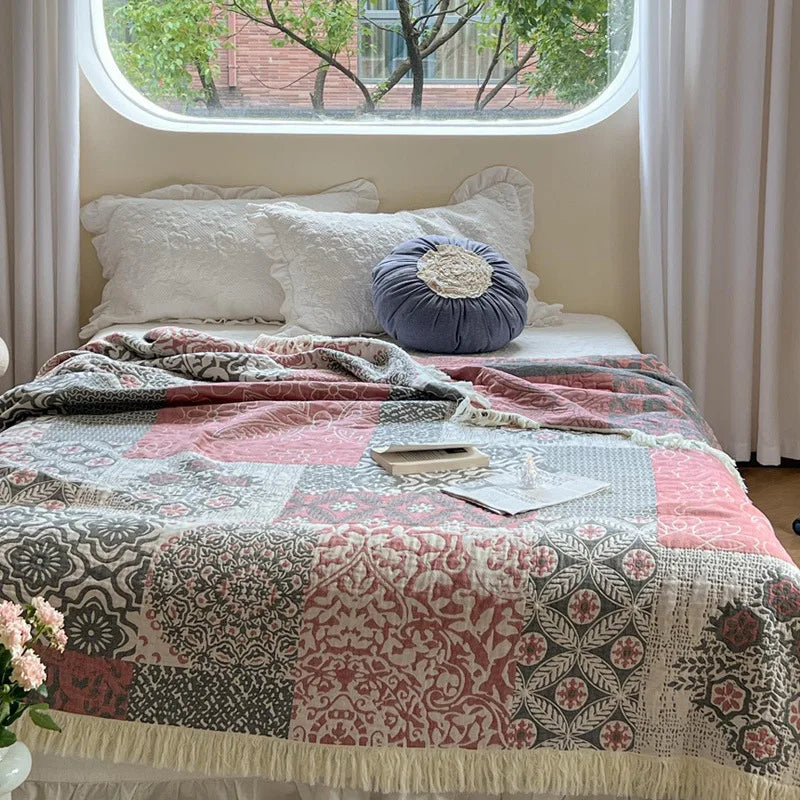 Patchwork 100% Cotton Reversible Blanket