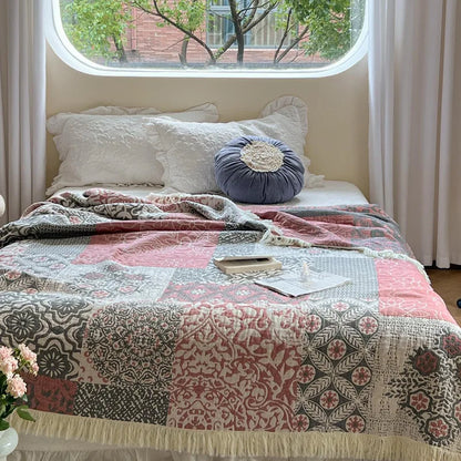 Patchwork 100% Cotton Reversible Blanket