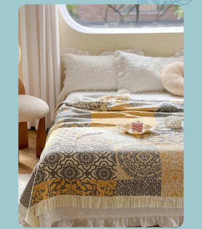 Patchwork 100% Cotton Reversible Blanket