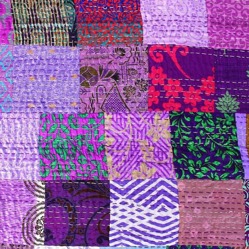 Purple Patchwork Kantha Quilt