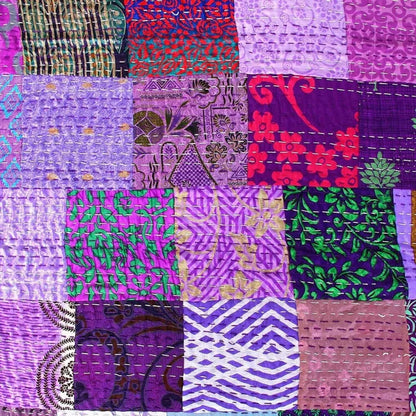 Purple Patchwork Kantha Quilt