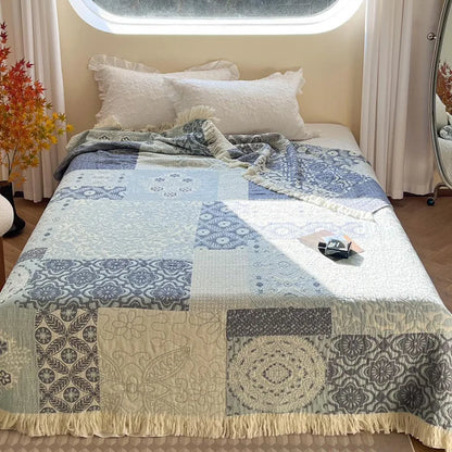 Patchwork 100% Cotton Reversible Blanket