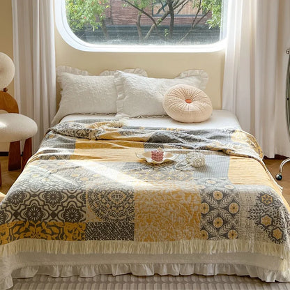 Patchwork 100% Cotton Reversible Blanket