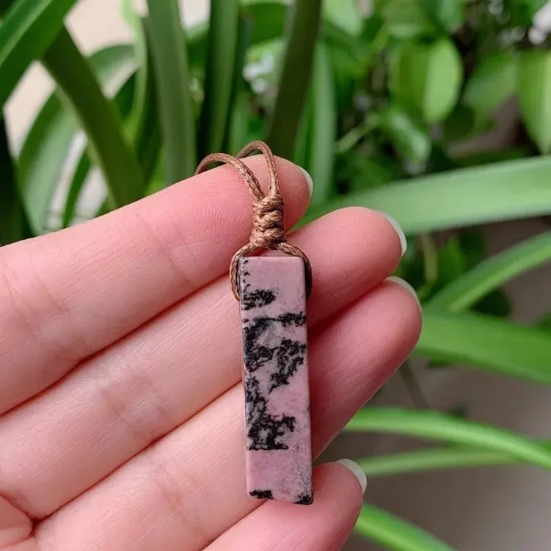 Crystal & Stone Rectangle Pendant Necklaces