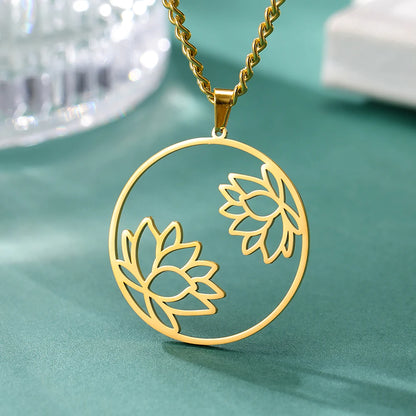 Lotus Flower Circle Necklace
