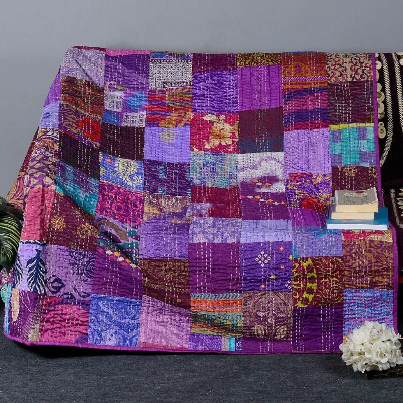 Purple Patchwork Kantha Quilt