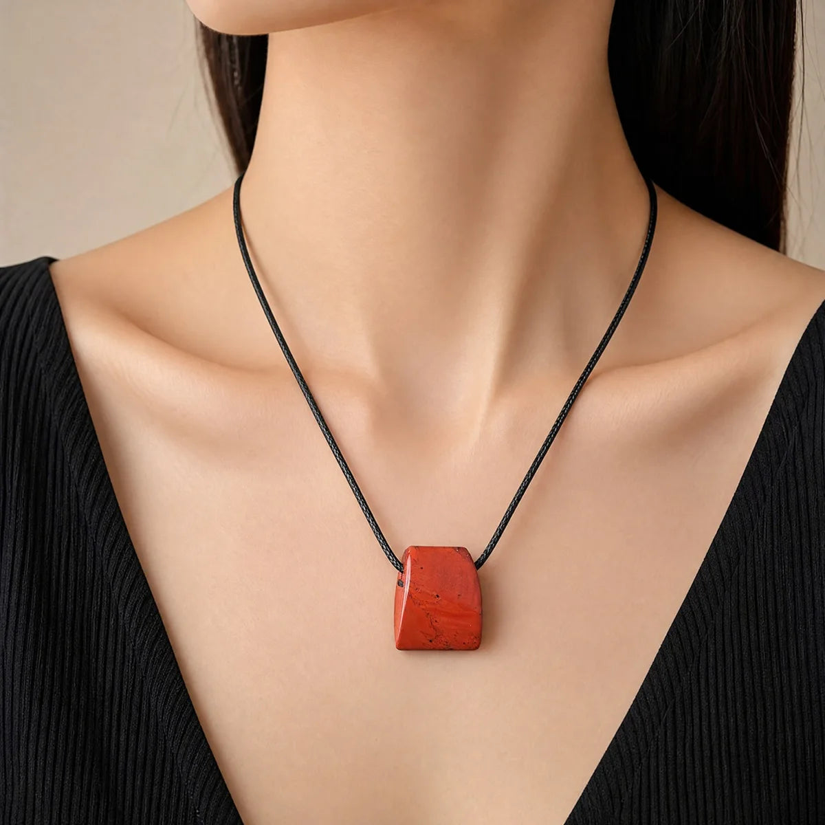 Crystal & Stone Trapezoid Pendant Necklace