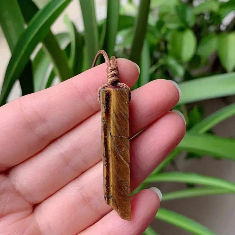 Crystal & Stone Rectangle Pendant Necklaces