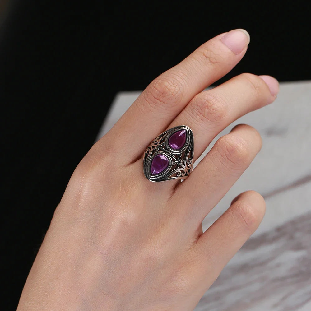 Charoite Stone Silver Ring