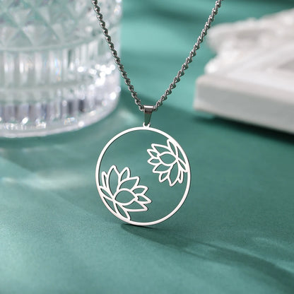 Lotus Flower Circle Necklace