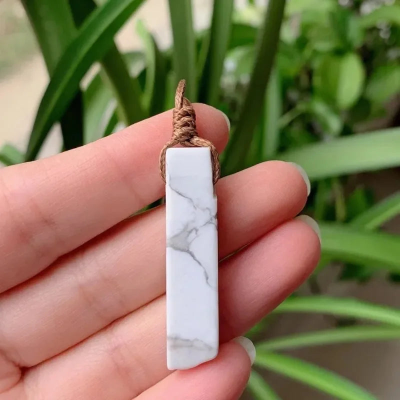 Crystal & Stone Rectangle Pendant Necklaces