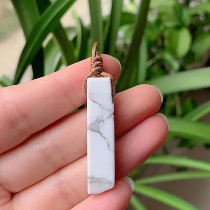 Crystal & Stone Rectangle Pendant Necklaces