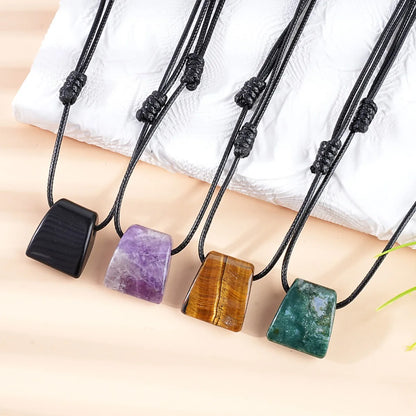 Crystal & Stone Trapezoid Pendant Necklace