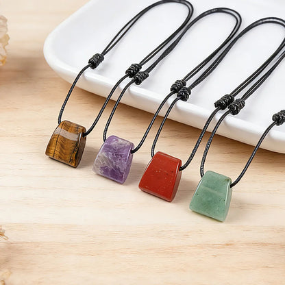 Crystal & Stone Trapezoid Pendant Necklace