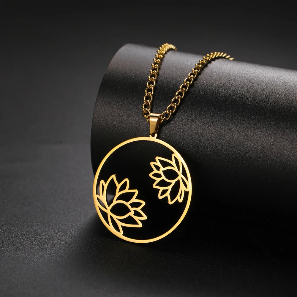 Lotus Flower Circle Necklace