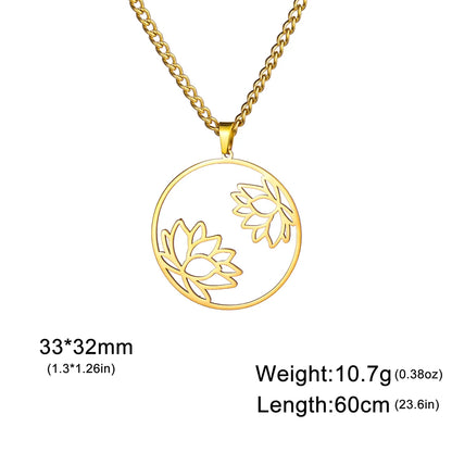Lotus Flower Circle Necklace