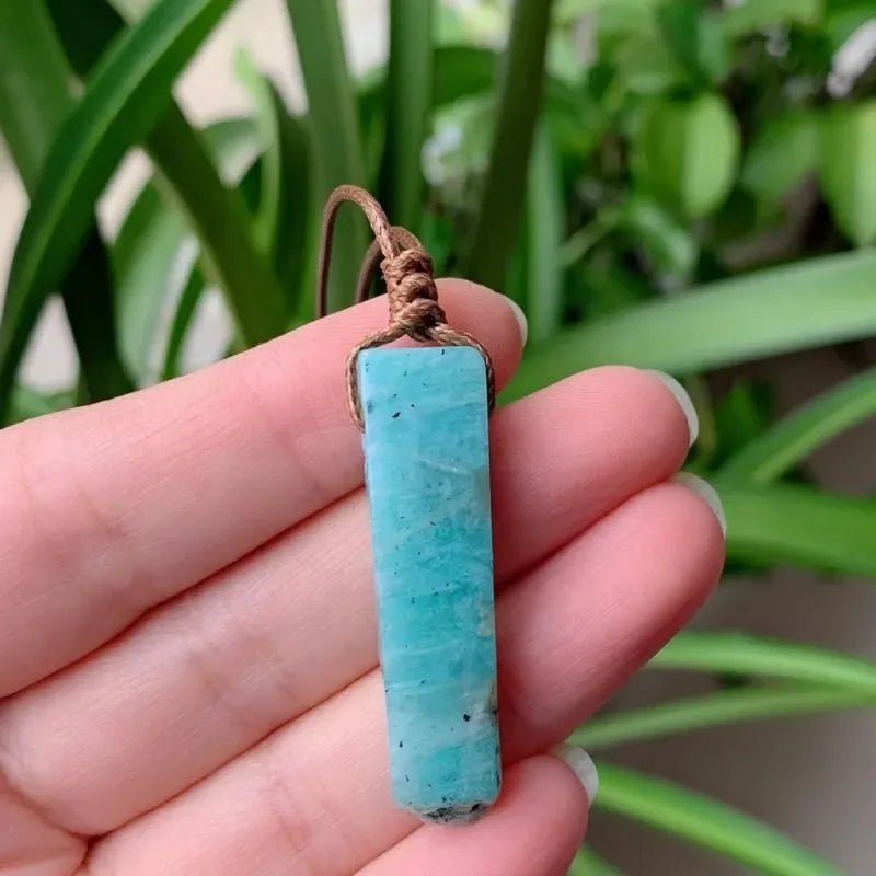Crystal & Stone Rectangle Pendant Necklaces