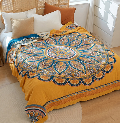 Lotus Mandala 100% Cotton Reversible Blanket