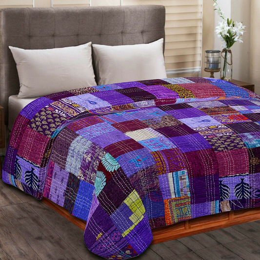 Purple Patchwork Kantha Quilt