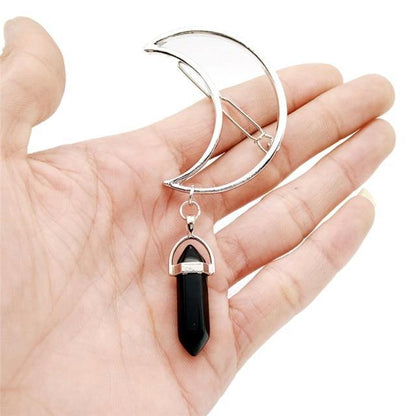 Crescent & Crystal Hair Clip