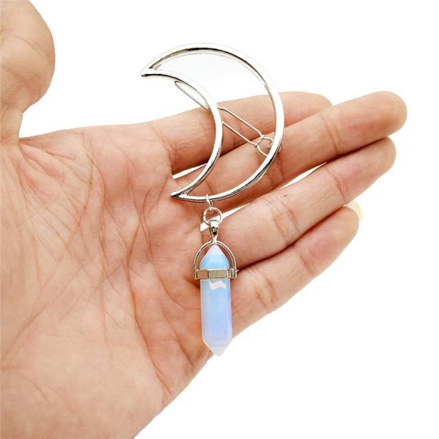 Crescent & Crystal Hair Clip